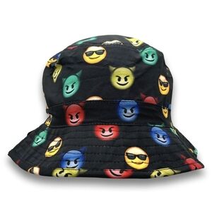 City Hunter Emoji Bucket Hat  Black Polyester‎ hat